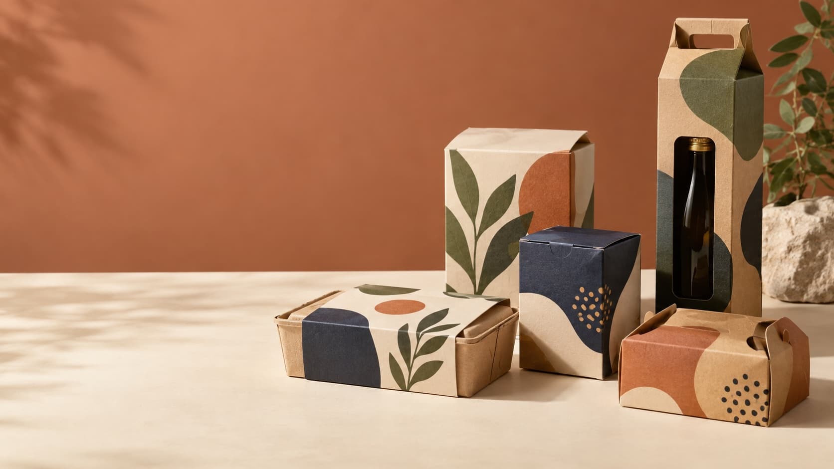 Illustrative food and beverage packaging