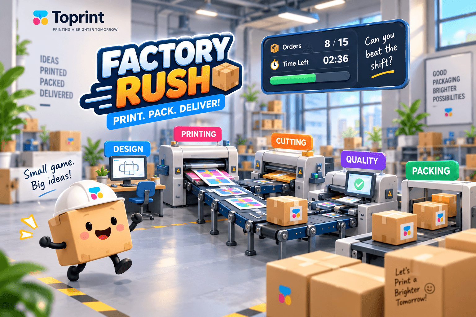 Factory Rush 2D packaging production game
