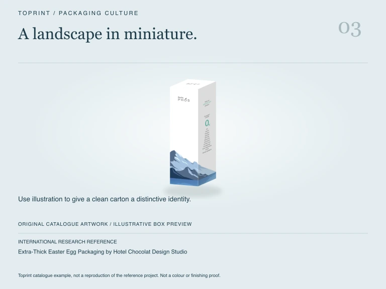 Study 3: A landscape in miniature. Illustrated with Toprint catalogue artwork.