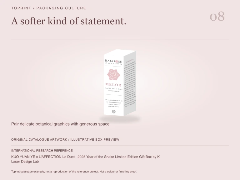 Study 8: A softer kind of statement. Illustrated with Toprint catalogue artwork.