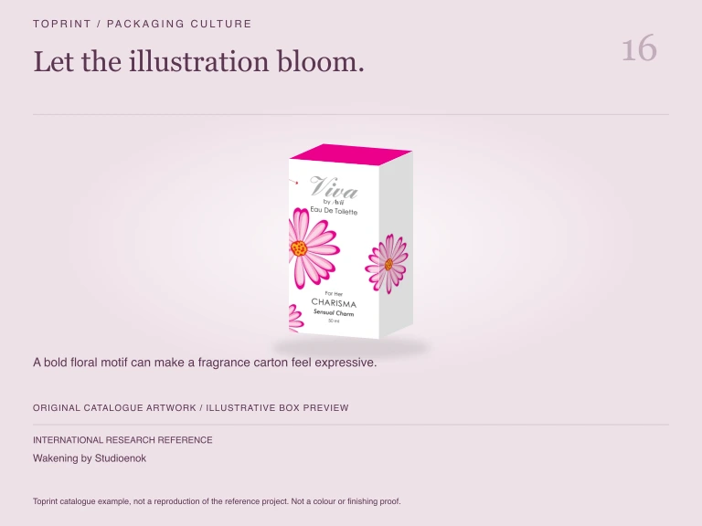 Study 16: Let the illustration bloom. Illustrated with Toprint catalogue artwork.