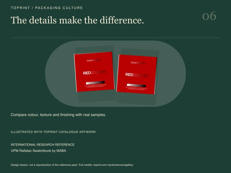Study 6: The details make the difference. Illustrated with Toprint catalogue artwork.